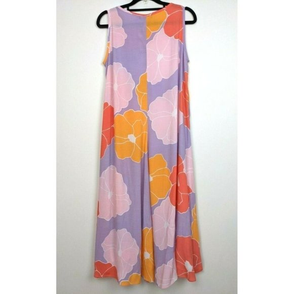 Mister Zimi Purple Floral Hi Low Uneven Hem Midi Sleeveless Womens Dress Size 6 - Picture 4 of 7